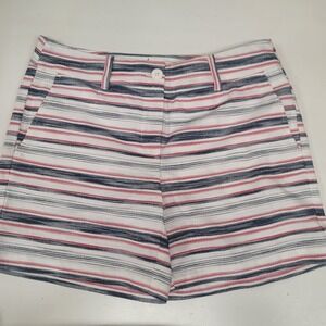 LOFT Striped Shorts Womens Casual White Blue Red Nautical Preppy‎ Summer